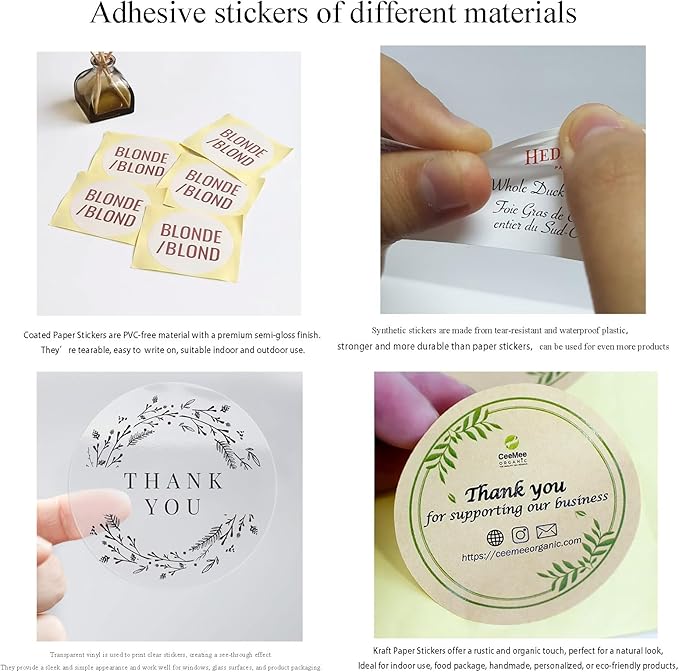Inshoney Custom Sticker Rolls Labels Personalized Any Logo, Picture, Text Customized Name Labels 100-500pcs Waterproof (Oval)