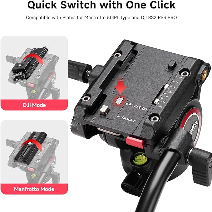 Avella Video Tripod Fluid Head with Quick Release Plate, Lightweight Heavy Duty Compatible with Manfrotto,Max Load 13.2lb/6kg for Video Canon Nikon Sony Olympus Panasonic DSLR Camera, V504