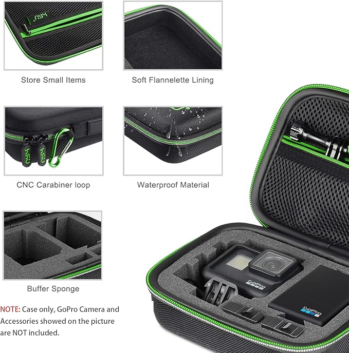 Carrying Case for GoPro Hero 13/12/11/10/9/8/7/6/5 Black and Accessories, HSU Protective Security Bag, Storage Solution for Adventurers-Upgraded Interior Foam