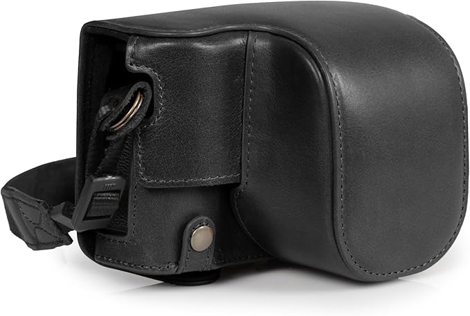 Mega Gear Genuine Leather Camera Case for Fujifilm X100VI - Stylish and Protective - Black