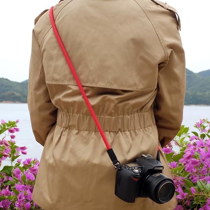 Camera Strap,Climbing Rope Camera Strap for DSLR SLR Mirrorless Camera Neck Shoulder Strap 120cm Red