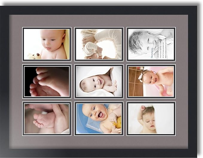 Art to Frames Double-Multimat-1047-748/89-FRBW26079 Collage Photo Frame Double Mat with 9-4x6 Openings and Satin Black Frame