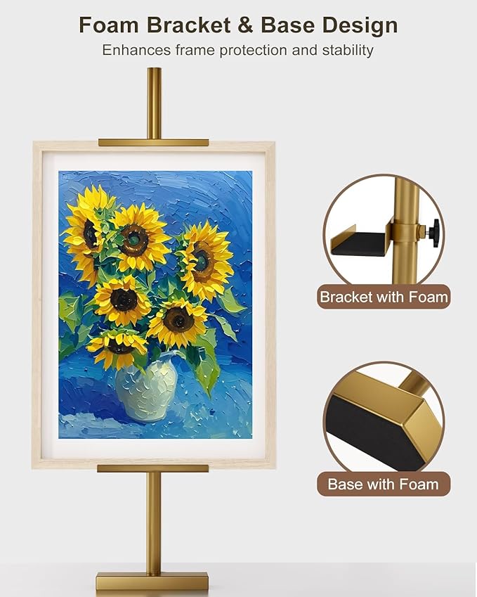 Adjustable Tabletop Easel Stand, Picture Easels for Display Up to 29" H, Metal Picture Frame Holder Stand Table for Art, Photo (Gold)