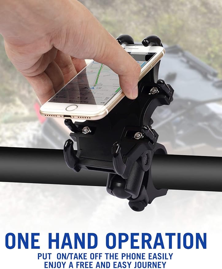 UTV Phone Mount for 1.75"-2" Roll Bar, 360°Rotation UTV Phone Holder with 8 Claws, Aluminum Alloy Heavy Duty Smartphone Holder Hang on to 4.7"-7.1" Devices for Polaris RZR/Can Am X3