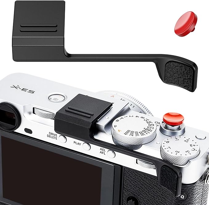XE5 X-E5 Thumb Grip with Shutter Button & Hot Shoe Full-Coverage Design for Fuji Fujifilm XE5 Thumb Up Grip with Hotshoe Cover Protector Thumb Rest Support Holder Not Affect The Use of Dial - Black