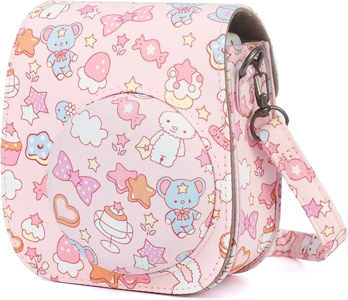 Frankmate Protective Case Compatible with Mini 12 11 9 8 Instant Film Camera with Pocket and Adjustable Strap (Canvas Bunny)