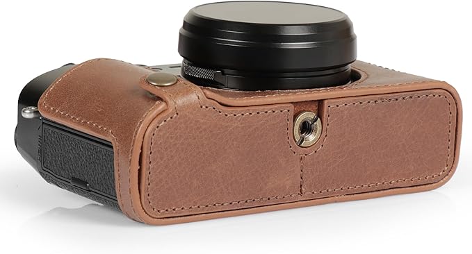 MegaGear Ever Ready Genuine Leather Half Camera Case Compatible with Fujifilm X100VI - Brown