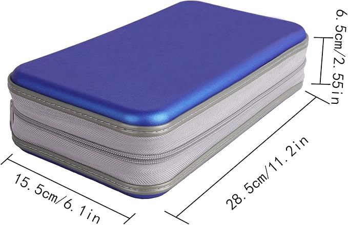 UENTIP DVD Holder, 96 Capacity CD Case,Portable Hard Plastic CD/DVD Storage Organizer Wallet Protective DVD Case Wallet for Car Home Travel (96, Blue)