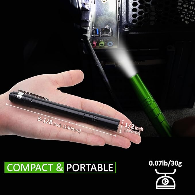 15-Pack LED Penlight - Pocket Bulk Pen Light Flashlight with Clip, 30-Piece Dry Batteries Included, Mini Pen Light for Inspection, Repairing, Camping and Training Course (15-Pack)
