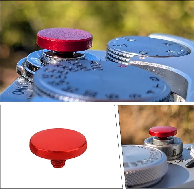 eMagTech 3pcs Red Aluminum Shutter Release Button Concave Convex Flat Compatible with Fujifilm Compatible with Canon