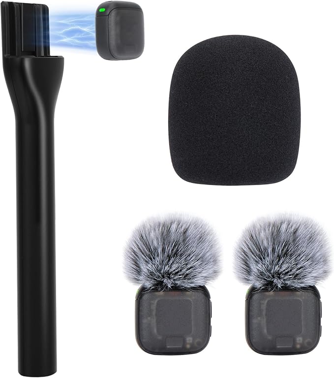 SUNMON Wireless Microphone Magnetic Holder Compatible with DJI Mic 3 (Mini/1/2), Interview Holder for Rode Wireless Micro/GO 2/ME/Pro (1 Universal Foam Cover, 2 Furry Windscreen Only for DJI Mic 3)