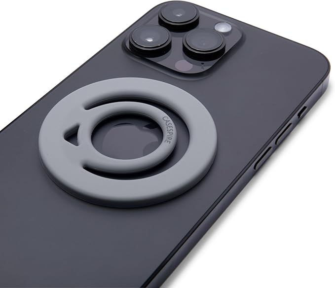 Dual-Sided Magnetic Silicone Phone Grip for iPhone Pro Max and for MagSafe-Compatible Phone Cases (Gray)