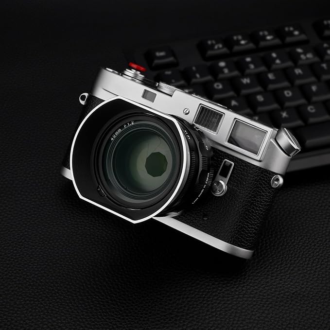 Haoge Metal Square Bayonet Lens Hood for Voigtlander Nokton Aspherical ASPH 40mm f1.2 VM,35mm f/1.2 I II III VM, 50mm f1.2 VM Leica M-Mount Lens Replaces LH-8 Shade LH-VM35MS Silver