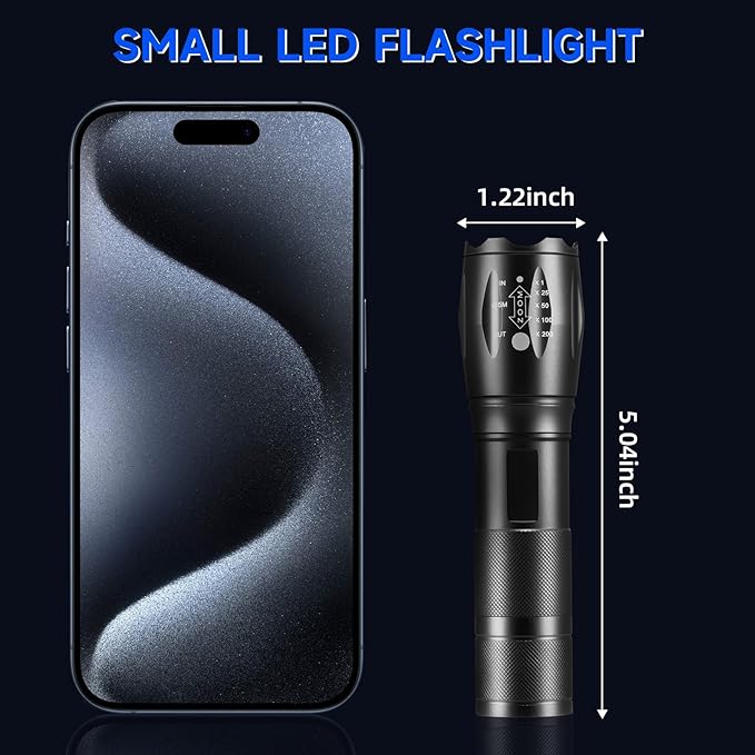 8 Pack Small Flashlight Powerful, 5 Modes Bright LED Flashlights High Lumens, Mini Flashlights for Home, Flash light for Emergency, Adjustable Pocket Tactical Flashlight Camping, Outdoor Torch Lights