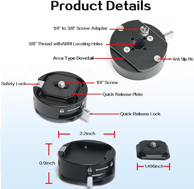Quick Release Plate,Camera Quick Release Plate，Tripod Quick Release Plate,QR Camera Mount Adapter, for/Sony/Canon/Nikon Cameras/Zhiyun/Feiyu/DJI/Moza Stablizers