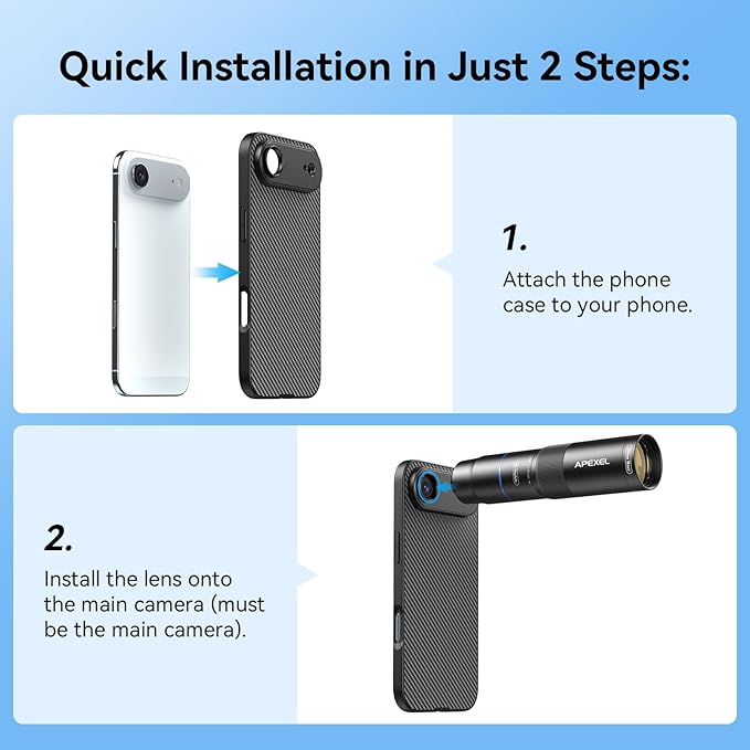 APEXEL 17mm Thread Lens Phone Case Compatible for iPhone Air, Compatible with All Telephoto & Macro Lenses, Durable Protective Cover Black