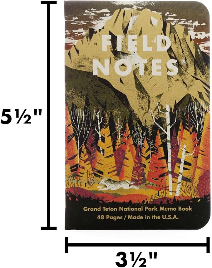 Field Notes: National Parks Series (Series D - Grand Teton, Arches, Sequoia) - Graph Paper Memo Book 3-Pack - 3.5 x 5.5 Inch