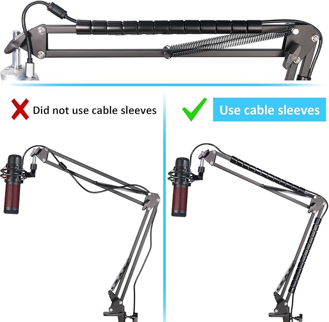 Hyperx Quadcast Mic Stand - Scissor Mic Boom Arm and 2 Cable Ties to Organize Cables Compatible with Hyperx Quadcast S to Improve Sound Quality by YOUSHARES