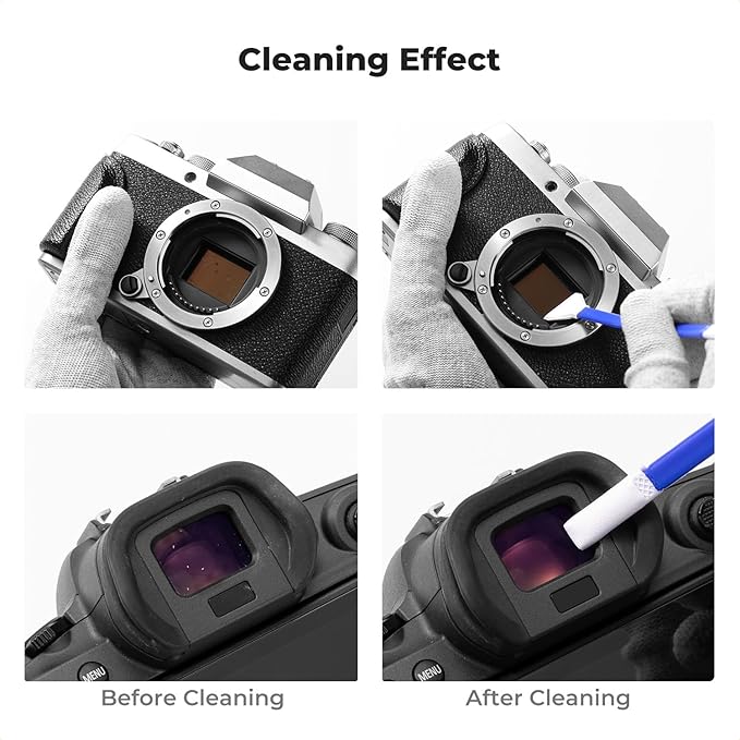 K&F CONCEPT 2-1 16mm APS-C Frame Sensor Cleaning Swab, Viewfinder Cleaning Swab, with 20ml Sensor Cleaner, DSLR Camera CMOS and CCD Sensor Cleaning Swab Kits Compatible with Nikon Sony Canon Camera