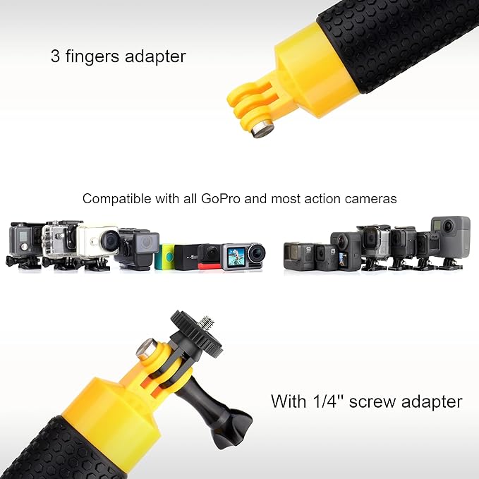 YALLSAME Floating Hand Grip Underwater Handle Mount with Detachable Tripod Stand for GoPro Hero 13 12 11 10 9 7 8 6 5 4 Max Mini Session DJI Action Camera Ideal for Diving Snorkeling Swimming Sport