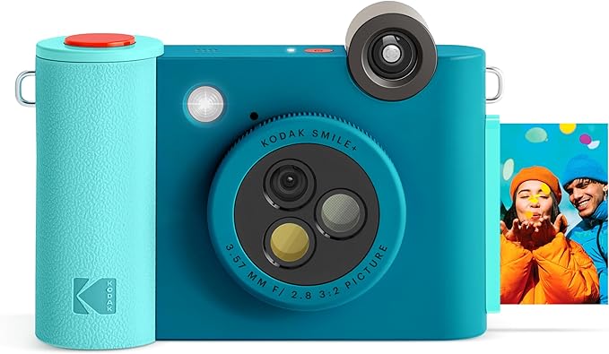 Kodak Smile+ 2-in-1 Digital Instant Print Camera & Photo Printer Gift Bundle + Case + Zink 2x3 Sticky Back Photo Paper 20pk + Album + Sticker Sets + Sticker Frames + Hanging Frames + Markers - Blue