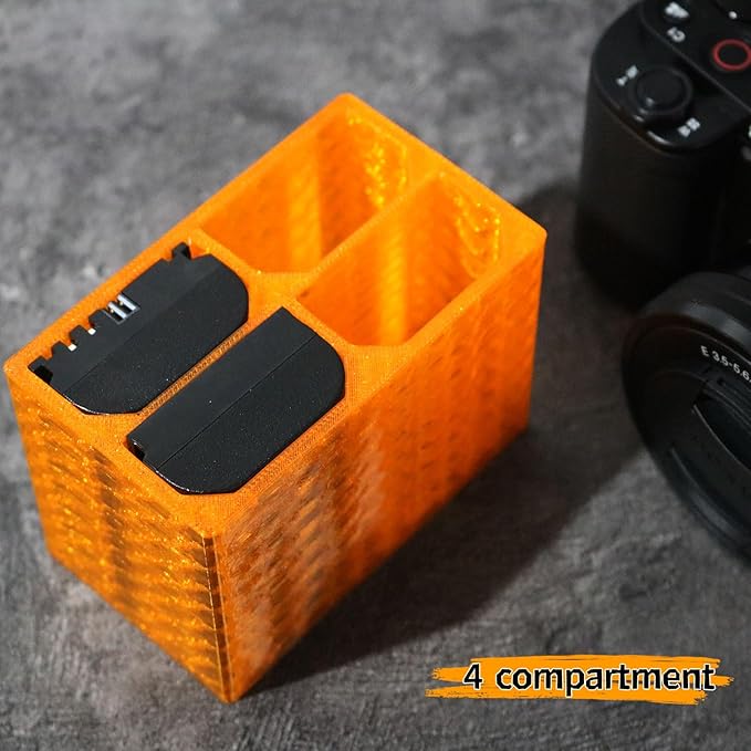LingoFoto 2PCS Camera Battery Storage Soft Case with 4 Warehouses for Canon LP-E6/LP-E6N/LP-E6NH Camera Battery Protective Pack Case Holder (Orange,Four Warehouses)