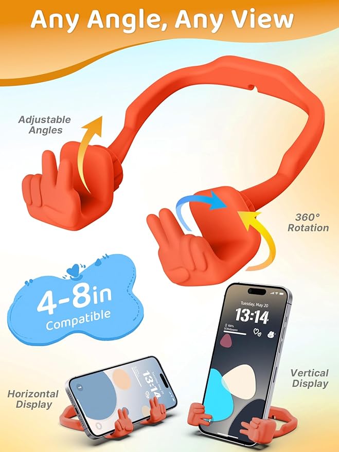 Easter Basket Stuffers for Teens Girls Boys Kids Cell Phone Stand: Upgrade Adjustable Peace Sign Thumbs Lazy Phone Holder for Desk Cool Gadgets Fun Easter Essentials Gifts for Adults Women Teenagers