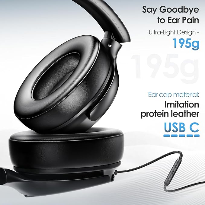 USB C Headphones Wired Headphones Over Ear with HD Mic, Lightweight Foldable Active Noise-Canceling Headphone for iPad/Sports/School/Travel/iPhone 17/16, Samsung S25/S24, Google Pixel 9,Ideal Gifts