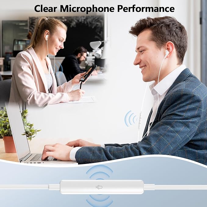 iMangoo for Apple/Android Wired Headphones USB C Earbuds HiFi Sound Earphones with DAC Chip with Microphone for iPhone 17 Air 16 15 Pro Max, Type C Ear Buds USBC Headset for Samsung S26 S25 S24 White