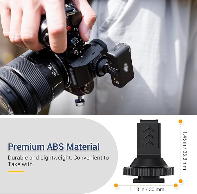 JJC Cold Shoe Mount Adapter for DJI Mic 2 with 1/4"-20, Durable ABS Cold Shoe Adapter for DJI Mic2 Only, Hot Shoe Accessories for DSLR Camera Vlogging Video Recording