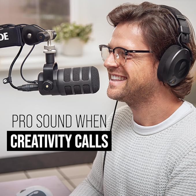 RØDE PodMic USB Versatile Dynamic Broadcast Microphone With XLR and USB Connectivity for Podcasting, Streaming, Gaming, Music-Making and Content Creation (Black)