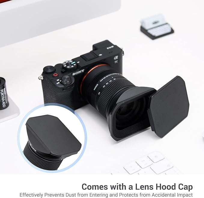 JJC Metal Square Lens Hood Shade for Sigma 18-50mm f/2.8 DC DN Contemporary Lens, Replaces Sigma LH-582-02 Lens Hood, with Protective Hood Cap, Not Affect The Use of 55mm Filter