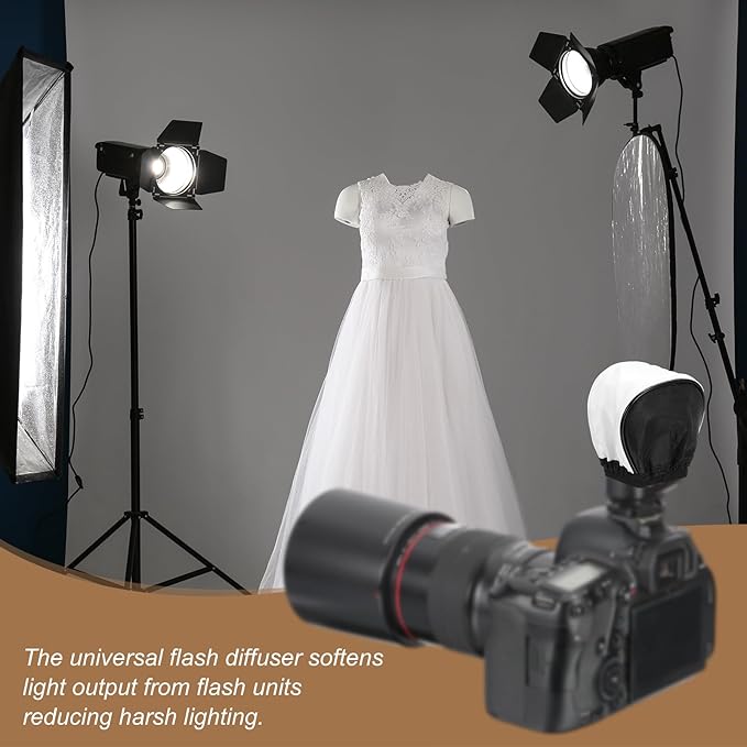 PATIKIL 3.5" x 2.4" Soft Mini Flash Diffuser Cap, 4 Pack Universal Elastic Flash Diffuser Cover for DSLR Camera Flashlight, White