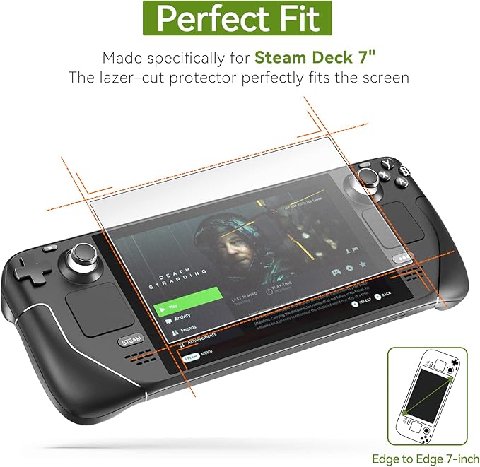 ivoler 2-Pack anti-glare Etched Screen Protector for Steam Deck 7.0''/Steam Deck OLED 7.4'', Matte Anti Glare Tempered Glass with Alignment Frame Anti-Scratch Full Coverage Guard for Steam Deck