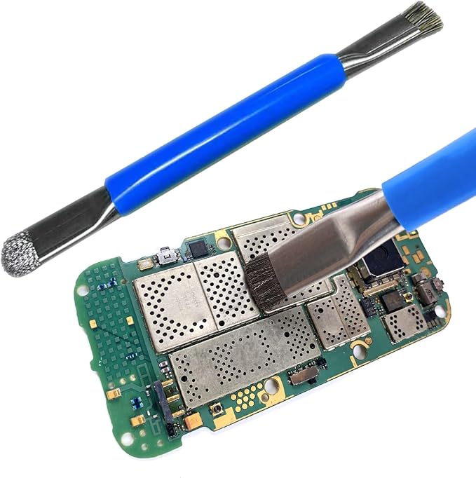 Double Head Steel Wire Brush Anti Static Hardening Brush Mobile Phone Mainboard Repair IC Pad Cleaning Brush Tools Plastic, Steel Wire, Alloy