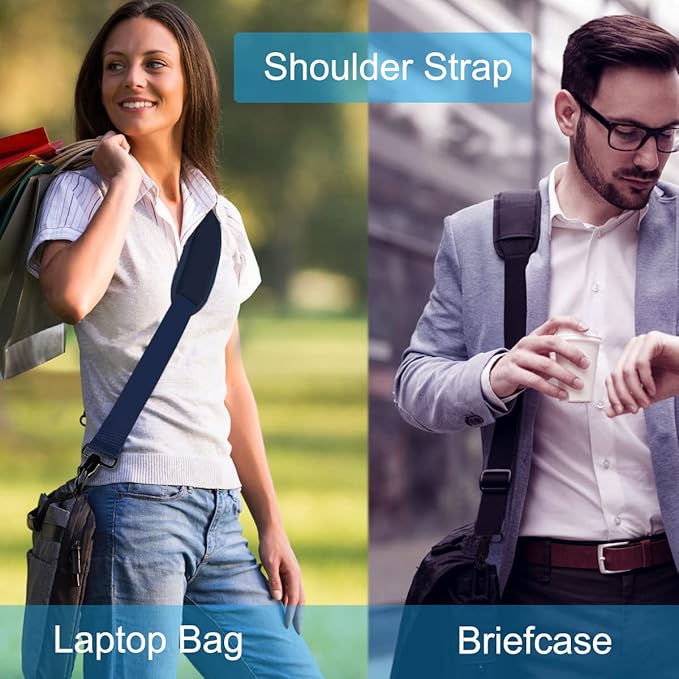 Shoulder Strap, Durable 55" Universal Replacement Laptop Shoulder Strap, Adjustable Comfortable Belt with Metal Hooks for Briefcase, Computer Messenger Bag, Laptop Case Luggage/Duffel/Camera, (Blue)