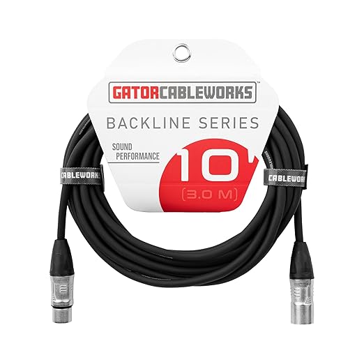 By Gator Cases Backline Series Standard 10 Foot XLR Microphone Cable, (GCWB-XLR-10)