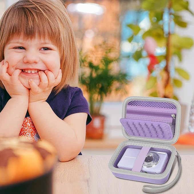 Digital Camera Case for CAMKORY/for Kodak Pixpro/for VAHOIALD/for Sony DSCW800 830/ for Canon PowerShot 180 190. Kids Vlogging Cameras Storage Holder for Accessories (Box Only)-Purple