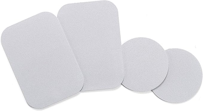 WixGear Mount Metal Plate with Adhesive for Magnetic Cradle-Less Mount - X4 Pack 2 Rectangle and 2 Round (Compatible with Magnetic mounts) (Silver)