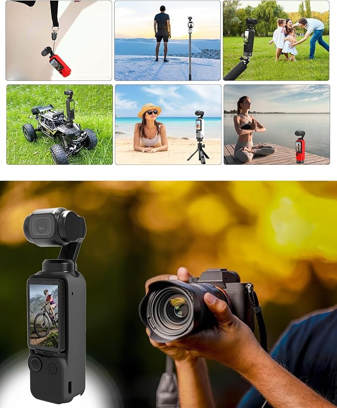 PULUZ Pocket 3 Silicone Cover, Soft Protective Case Compatible with DJI Osmo Pocket 3, Lens Protector Screen Protector Grip Cover Accessories(Black)