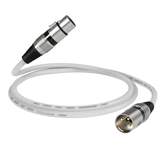 XLR Microphone Cable 3FT Male to Female Balanced Mic Cord with Oxygen-Free Copper 3-Pin XLR Connectors for Audio Mixer Studio Monitor PA System Microphone Podcast Recording