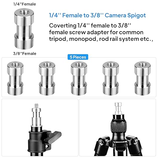 Camera Screw Set - 20pcs Tripod Adapter Mounts for 1/4" to 3/8" Light Stand Monopod Ballhead Flash Shoulder Rig