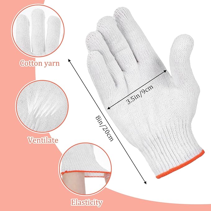 COMNICO 36 Pairs White Cotton Gloves, Polyester Knitted Safety Gloves Soft Breathable Hand Working Glove Liners for Men Women Gardening Warehouse Cooking Work