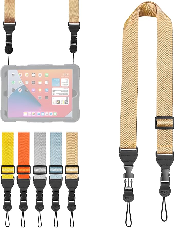 Adjustable Shoulder Strap, Nylon Camera Strap, Comfortable Neck Strap for iPad, Cellphone Tablet, Camera, Laptop, Binocular, Luggage Bag (Light Khaki Universal Lanyard)