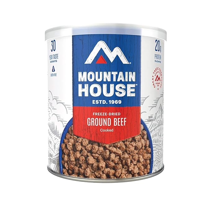 Mountain House Freeze-Dried Protein Pack Sampler – 6 Cans of Diced Chicken, Diced Beef & Ground Beef – 102 Total Servings – Fully Cooked High-Protein Emergency Survival Food for Camping, Hiking & Long-Term Storage – 30-Year Shelf Life – Made in USA
