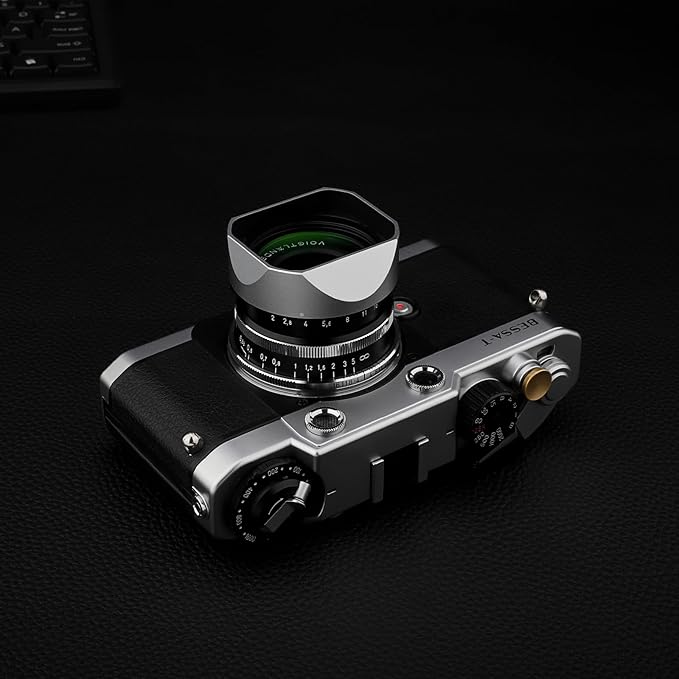 Haoge Square Metal Lens Hood for Voigtlander 35mm F2 35mm F1.5 28mm F2.0 Type I & II Ultron Aspherical Vintage Line Leica VM Mount Lens LH-VM13P-NS Silver Bayonet Design Replace LH-12 LH-4N