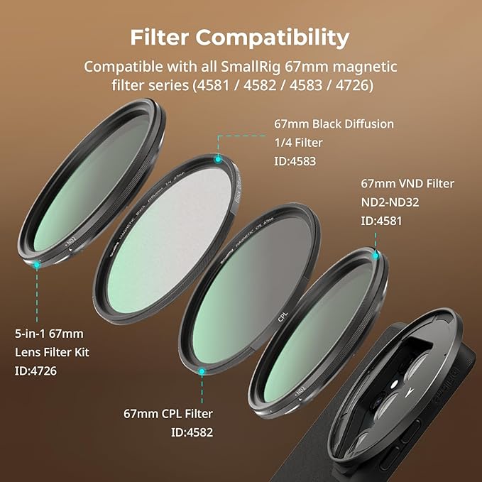 SmallRig FilMov 67mm Magnetic Filter Adapter for Samsung S25 Ultra, Quick Release Adsorption Design Wide Angle Unobstructed, Compatible with 67mm Filter - 5185