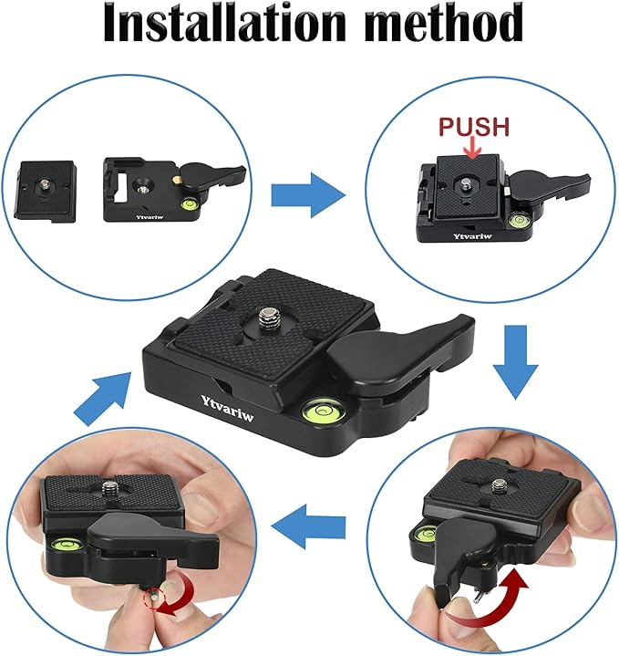 323 RC2 Quick Release Plate Adapter, Rapid Connect Adapter with Quick Release Plate Compatible for Manfrotto Monopod, Manfrotto Tripod Ball Head and Tripod