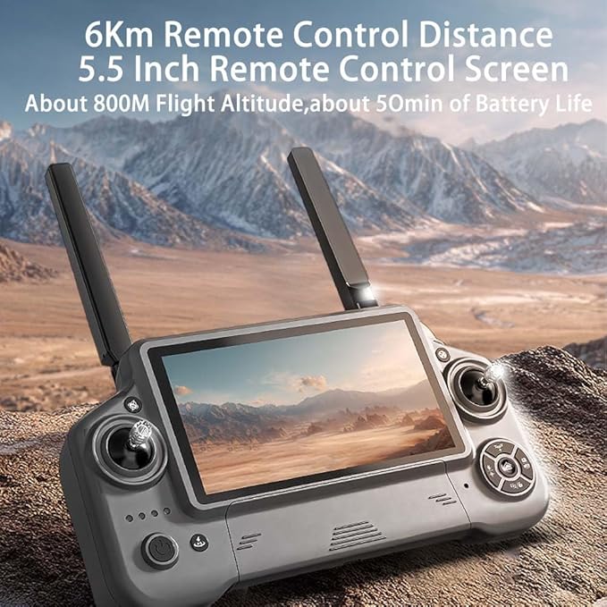 X-Verse KF100MAX Drones with Camera for Adults 4K EIS, RC Screen, 6KM RC Distance, 3-Axis Gimbal, Professional Drone with Obstacle Avoidance, Digital GPS Transmission Quadcopter (3 Batteries for 150min Max Flight Time)