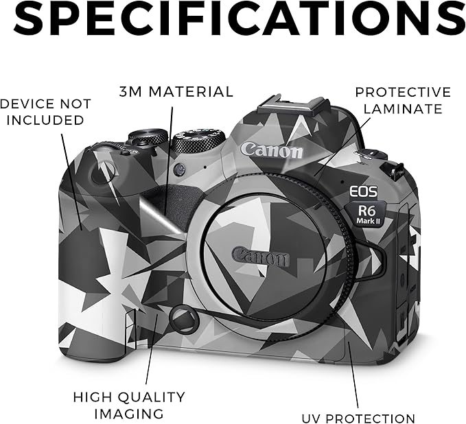 Camera Skin Compatible with Canon EOS R6 Mark II Camera (2022) - Mono Camo - Premium 3M Vinyl Protective Wrap Decal Cover - Easy to Apply | Crafted in The USA by MightySkins